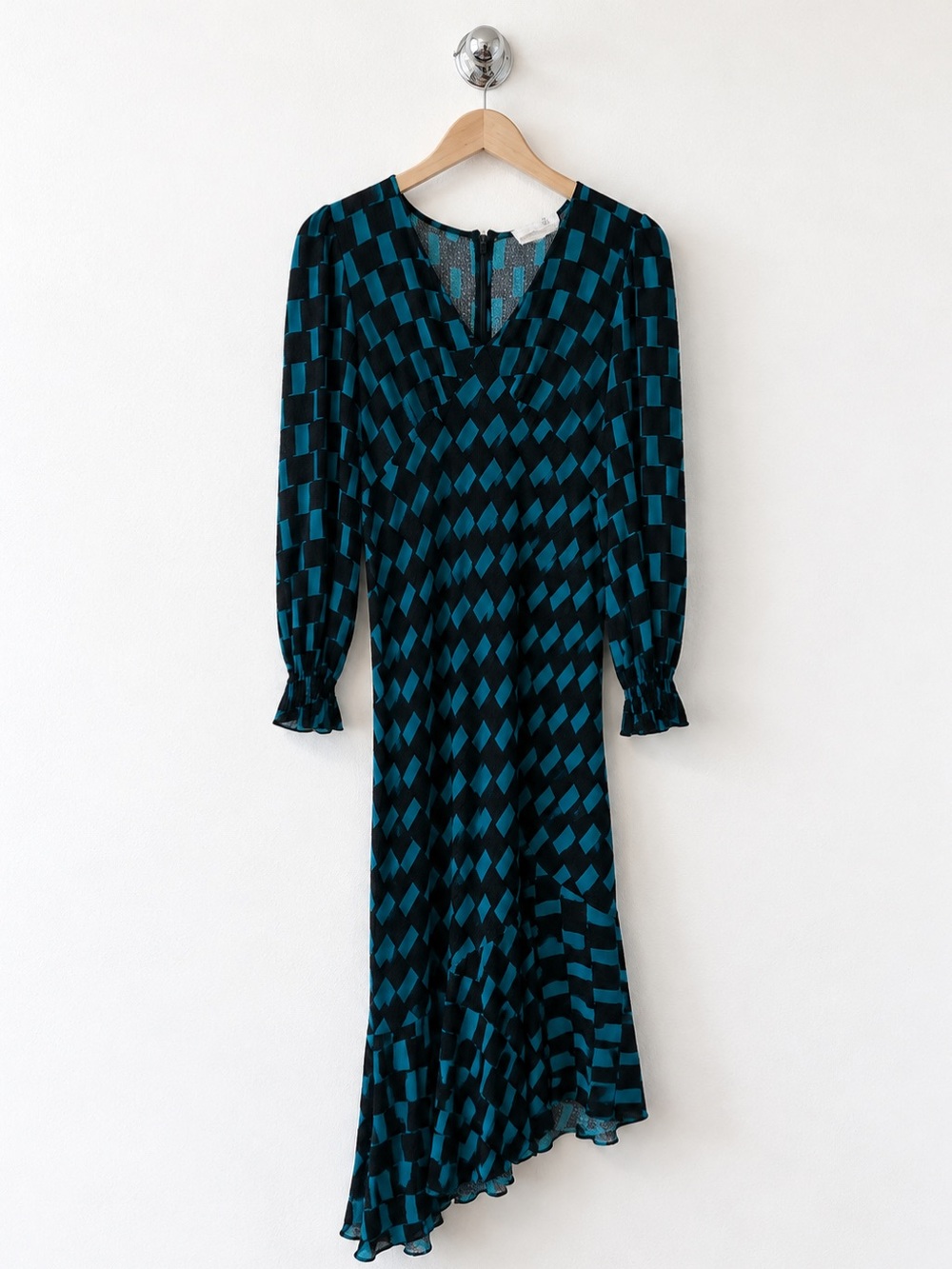DIANE VON FURSTENBERG Manal Asymmetrical Long Sleeve Midi Dress